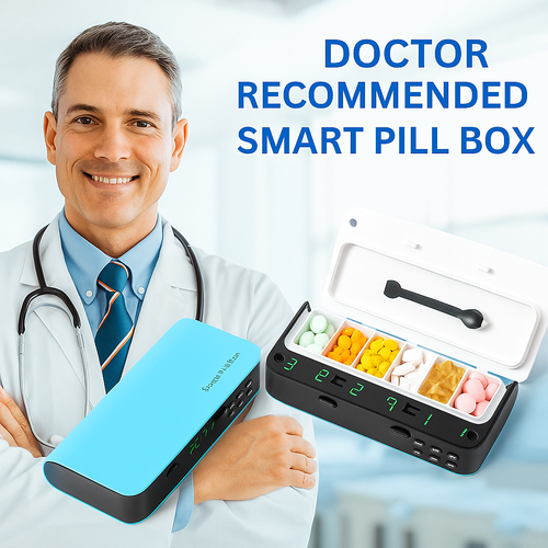 Auto Alerts | Portable Medicine Organizer for Daily Use