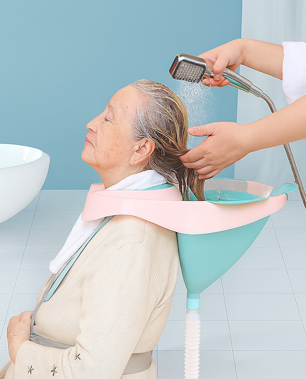 Foldable No-Bend Hair Washing Basin for Elderly, Pregnant Women & Patients