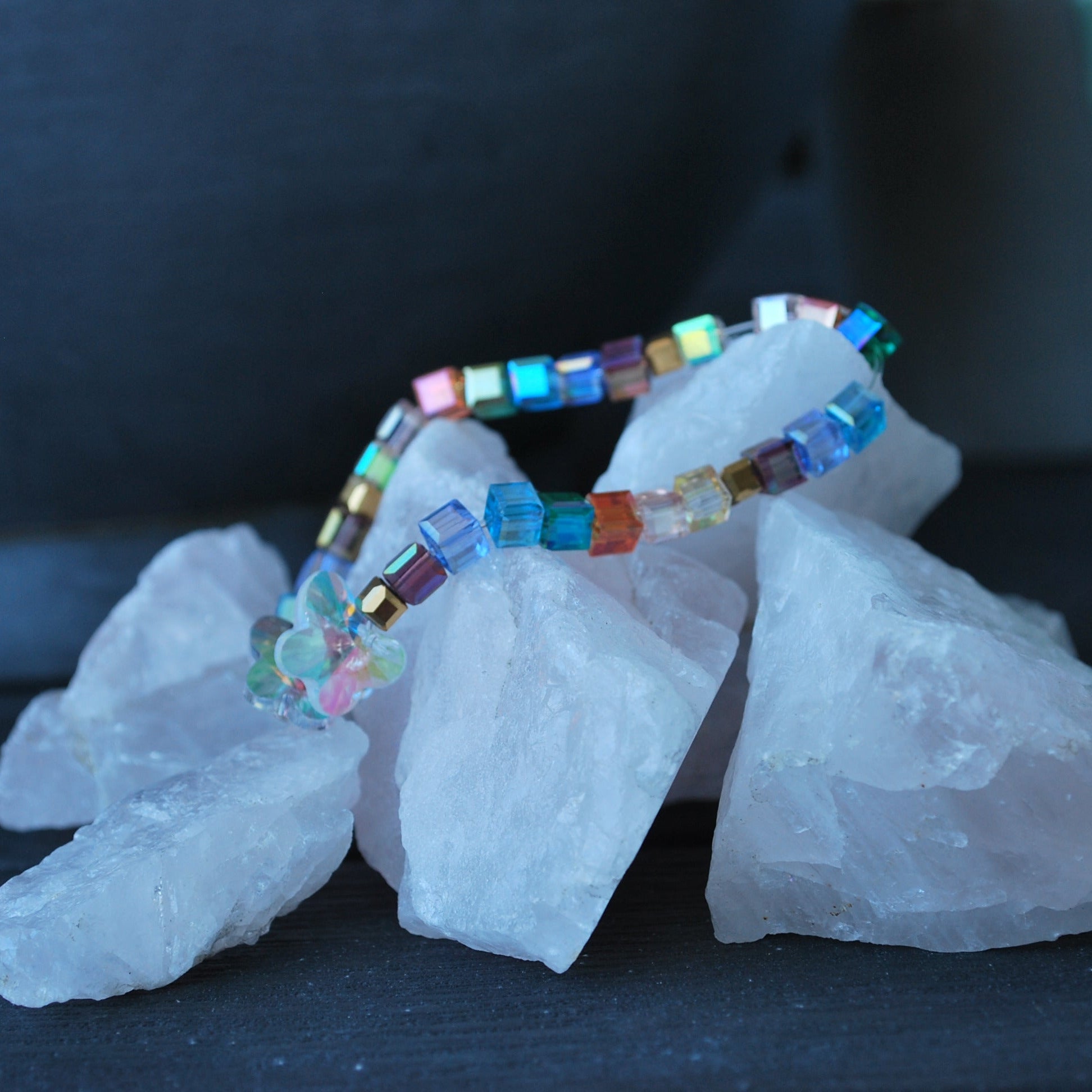 Handmade Rainbow Bead Bracelet – Swiss-Inspired Color Therapy Jewelry for Women